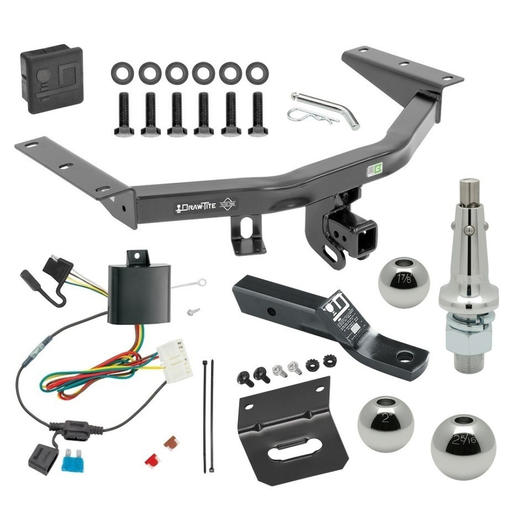 For 2014-2020 Acura MDX Trailer Hitch kit by: Draw-Tite For 2014-2020 Acura MDX Trailer Hitch Tow PKG w/ 4-Flat Wiring + Ball Mount w/ 2" Drop + Interchangeable Ball 1-7/8" & 2" & 2-5/16" + Wiring Bracket + Hitch Cover (Excludes: w/Full Size Spare Tire Models) By Draw-Tite