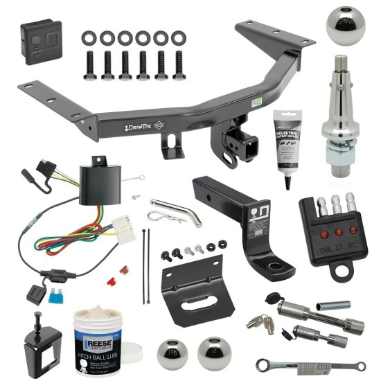 For 2014-2020 Acura MDX Trailer Hitch kit by: Draw-Tite For 2014-2020 Acura MDX Trailer Hitch Tow PKG w/ 4-Flat Wiring + Ball Mount w/ 4" Drop + Interchangeable Ball 1-7/8" & 2" & 2-5/16" + Wiring Bracket + Hitch Cover + Dual Hitch & Coupler Locks + Wiring Tester + Ball Lube + E