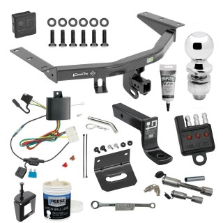 For 2014-2020 Acura MDX Trailer Hitch Tow PKG w/ 4-Flat Wiring + Ball Mount w/ 4" Drop + 2" Ball + Wiring Bracket + Hitch Cover + Dual Hitch & Coupler Locks + Wiring Tester + Ball Lube + Electric Grease + Ball Wrench + Anti Rattle Device (Ex