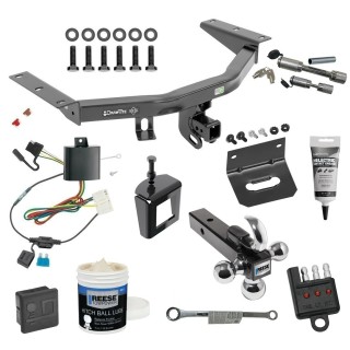 For 2014-2020 Acura MDX Trailer Hitch Tow PKG w/ 4-Flat Wiring + Triple Ball Ball Mount 1-7/8" & 2" & 2-5/16" Trailer Balls w/ Tow Hook + Wiring Bracket + Hitch Cover + Dual Hitch & Coupler Locks + Wiring Tester + Ball Lube + El