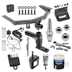For 16-22 Honda Pilot Trailer Hitch Tow PKG Wiring +Adjustable Drop Rise Ball Mount+Interchangeable 1-7/8" & 2" & 2-5/16" Balls+Bracket+Dual Hitch & Locks+Wiring Tester+Ball Lube+Electric Grease+Ball Wrench+Anti Rattle Device