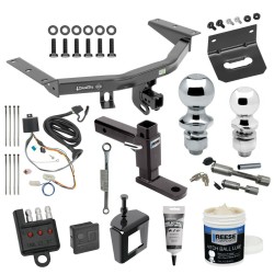 For 2016-2022 Honda Pilot Trailer Hitch Tow PKG w/ 4-Flat Wiring + Adjustable Drop Rise Ball Mount + 2" Ball + 1-7/8" Ball+Bracket +Cover+Dual Hitch & Coupler Locks+Wiring Tester + Ball Lube+Electric Grease +Ball Wrench+Anti Rattle Device