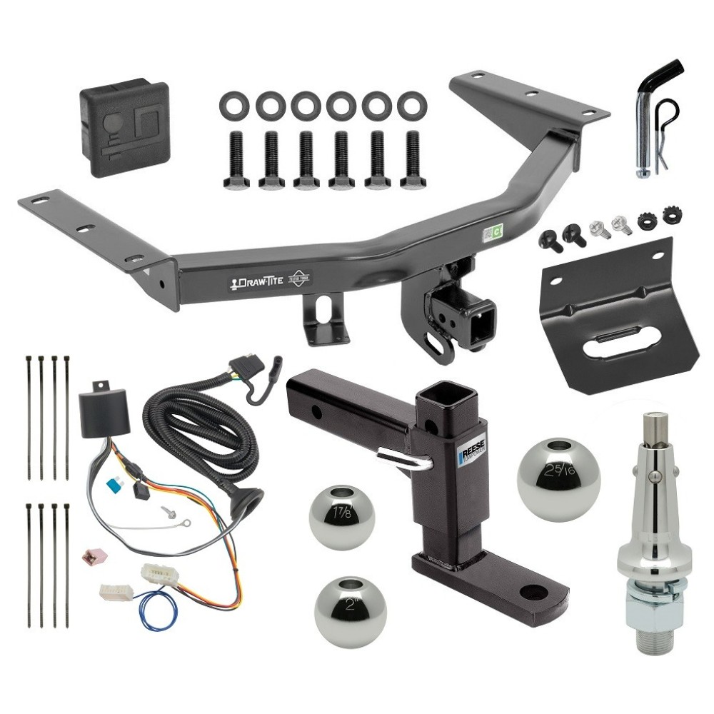 For 2014-2020 Acura MDX Trailer Hitch kit by: Draw-Tite For 2016-2022 Honda Pilot Trailer Hitch Tow PKG w/ 4-Flat Wiring + Adjustable Drop Rise Ball Mount + Pin/Clip + Inerchangeable 1-7/8" & 2" & 2-5/16" Balls + Wiring Bracket + Hitch Cover By Draw-Tite
