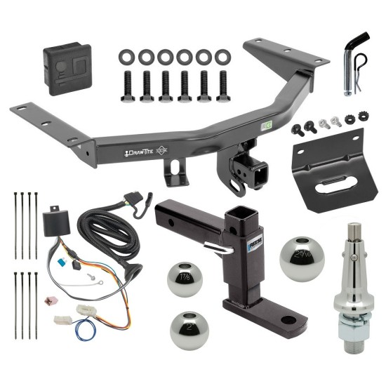 For 2014-2020 Acura MDX Trailer Hitch kit by: Draw-Tite For 2016-2022 Honda Pilot Trailer Hitch Tow PKG w/ 4-Flat Wiring + Adjustable Drop Rise Ball Mount + Pin/Clip + Inerchangeable 1-7/8" & 2" & 2-5/16" Balls + Wiring Bracket + Hitch Cover By Draw-Tite