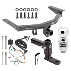 For 2016-2022 Honda Pilot Trailer Hitch Tow PKG w/ 4-Flat Wiring + Adjustable Drop Rise Ball Mount + Pin/Clip + 2" Ball By Draw-Tite