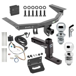 For 2016-2022 Honda Pilot Trailer Hitch Tow PKG w/ 4-Flat Wiring + Adjustable Drop Rise Ball Mount + Pin/Clip + 2" Ball + 1-7/8" Ball + Wiring Bracket + Hitch Cover By Draw-Tite