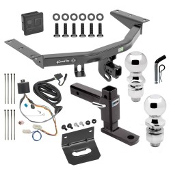 For 2016-2022 Honda Pilot Trailer Hitch Tow PKG w/ 4-Flat Wiring + Adjustable Drop Rise Ball Mount + Pin/Clip + 2" Ball + 2-5/16" Ball + Wiring Bracket + Hitch Cover By Draw-Tite