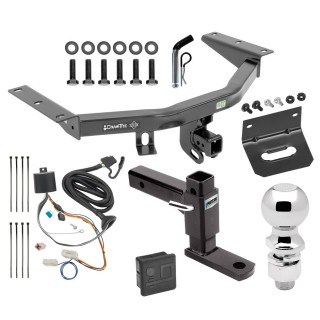 For 2016-2022 Honda Pilot Trailer Hitch Tow PKG w/ 4-Flat Wiring + Adjustable Drop Rise Ball Mount + Pin/Clip + 2-5/16" Ball + Wiring Bracket + Hitch Cover By Draw-Tite