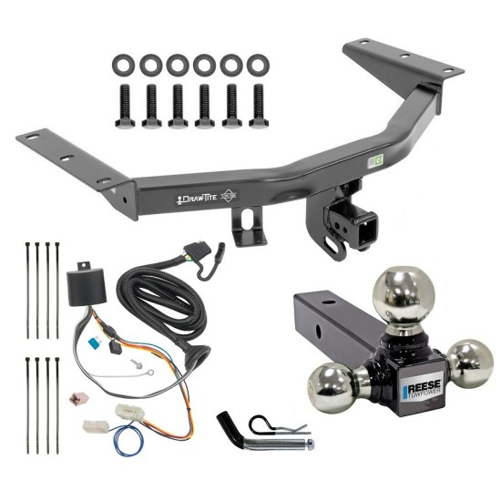 For 2016-2022 Honda Pilot Trailer Hitch Tow PKG w/ 4-Flat Wiring + Triple Ball Ball Mount 1-7/8" & 2" & 2-5/16" Trailer Balls + Pin/Clip By Draw-Tite