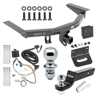 For 2016-2022 Honda Pilot Trailer Hitch Tow PKG w/ 4-Flat Wiring + Starter Kit Ball Mount w/ 2" Drop & 2" Ball + 1-7/8" Ball + Wiring Bracket + Hitch Cover By Draw-Tite