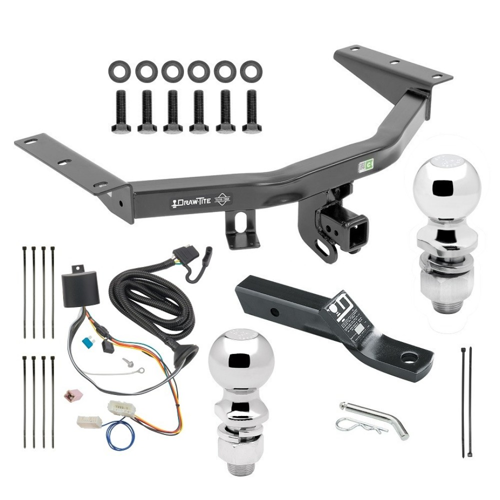 For 2016-2022 Honda Pilot Trailer Hitch Tow PKG w/ 4-Flat Wiring + Ball Mount w/ 2" Drop + 2" Ball + 2-5/16" Ball By Draw-Tite