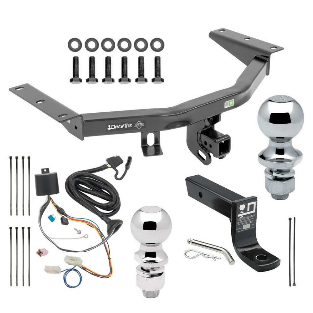For 2016-2022 Honda Pilot Trailer Hitch Tow PKG w/ 4-Flat Wiring + Ball Mount w/ 4" Drop + 2" Ball + 1-7/8" Ball By Draw-Tite