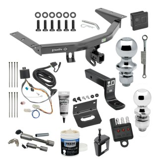 For 2016-2022 Honda Pilot Trailer Hitch Tow PKG w/ 4-Flat Wiring + Ball Mount w/ 4" Drop + 2" Ball + 1-7/8" Ball + Wiring Bracket + Hitch Cover + Dual Hitch & Coupler Locks + Wiring Tester + Ball Lube + Electric Grease + Ball Wrench + A