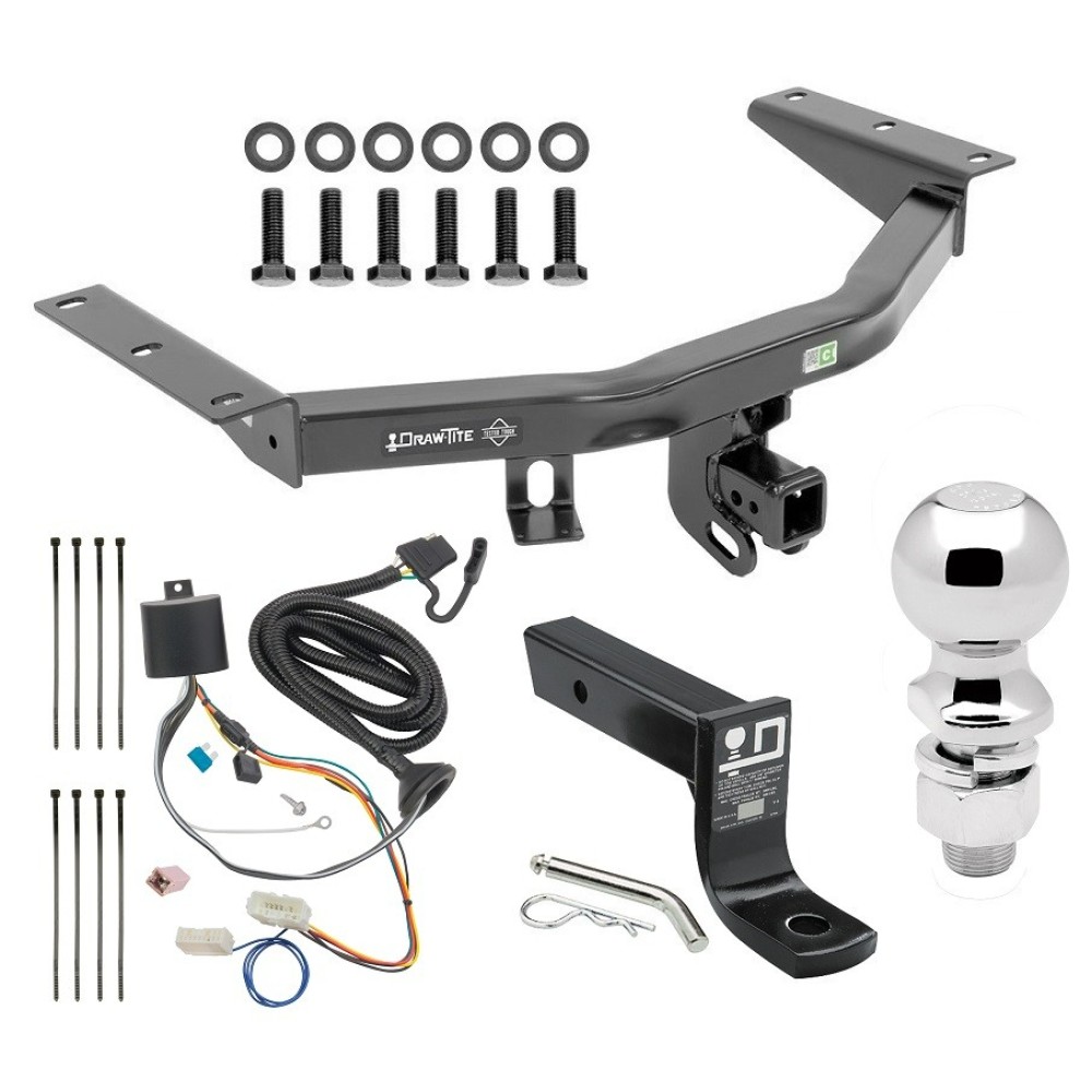 For 2016-2022 Honda Pilot Trailer Hitch Tow PKG w/ 4-Flat Wiring + Ball Mount w/ 4" Drop + 2-5/16" Ball By Draw-Tite