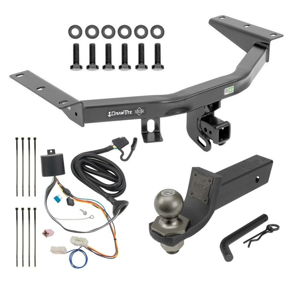 For 2016-2022 Honda Pilot Trailer Hitch Tow PKG w/ 4-Flat Wiring + Interlock Tactical Starter Kit w/ 2" Drop & 2" Ball By Draw-Tite
