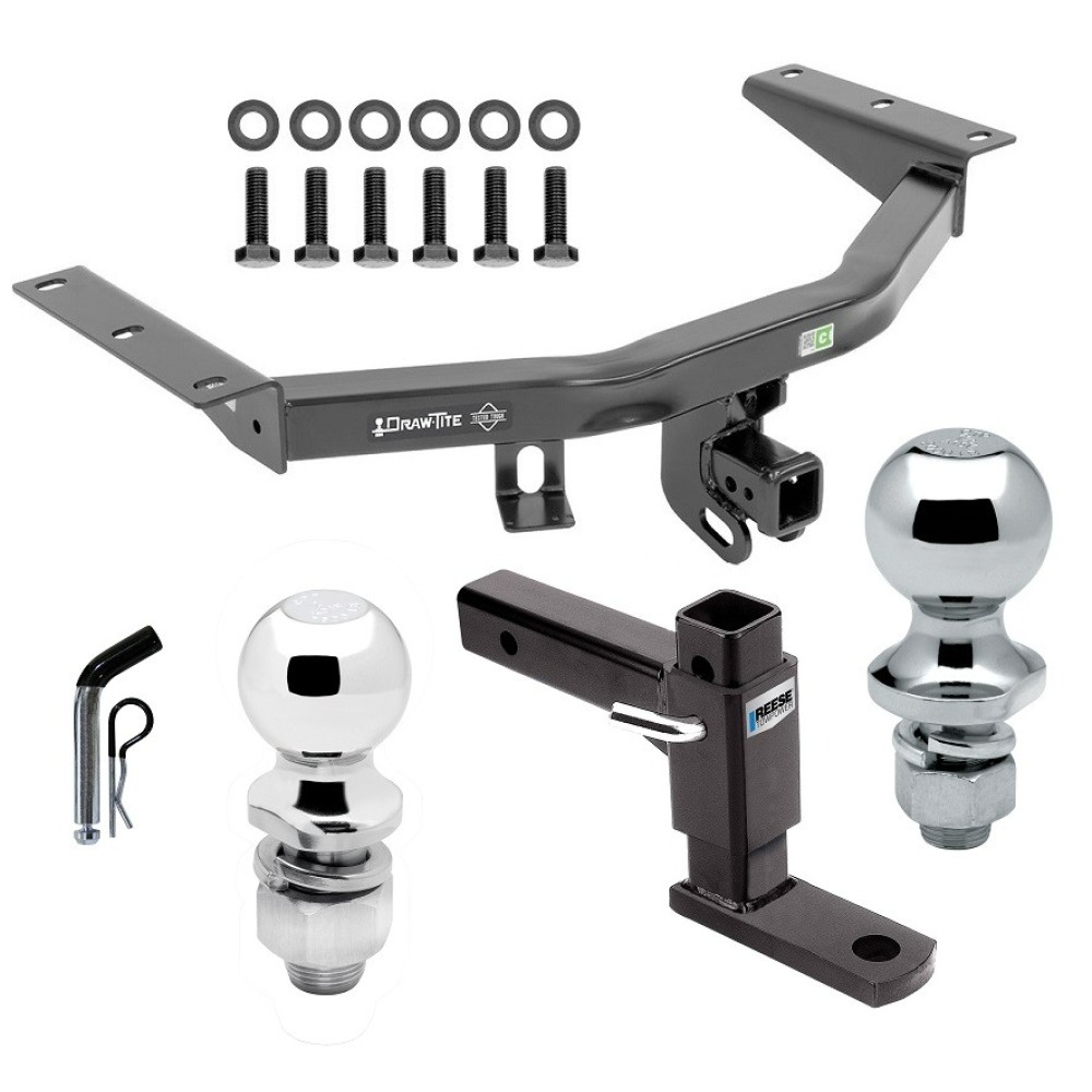 For 2016-2022 Honda Pilot Trailer Hitch Tow PKG w/ Adjustable Drop Rise Ball Mount + Pin/Clip + 2" Ball + 1-7/8" Ball By Draw-Tite