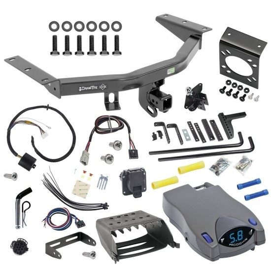 For 2014-2020 Acura MDX Trailer Hitch kit by: Draw-Tite For 2014-2020 Acura MDX Trailer Hitch Tow PKG w/ 8K Round Bar Weight Distribution Hitch w/ 2-5/16" Ball + Pin/Clip + Tekonsha Prodigy P2 Brake Control + Plug & Play BC Adapter + 7-Way RV Wiring (Excludes: w/Full Size Spare Tire Models) By Draw-Ti