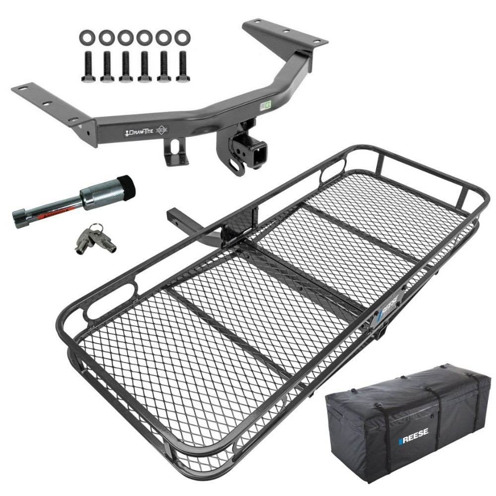 For 2014-2020 Acura MDX Trailer Hitch kit by: Draw-Tite For 2014-2020 Acura MDX Trailer Hitch Tow PKG w/ 60" x 24" Cargo Carrier + Cargo Bag + Hitch Lock (Excludes: w/Full Size Spare Tire Models) By Draw-Tite