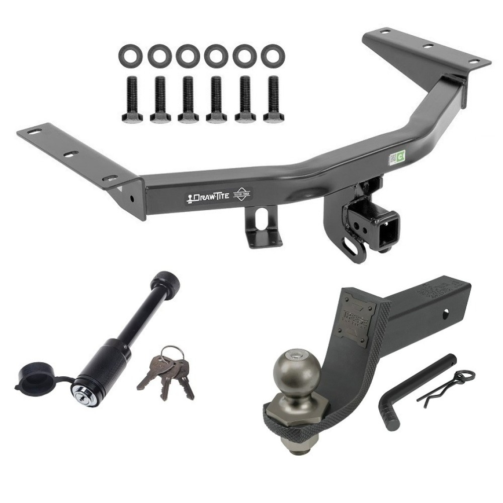 For 2016-2022 Honda Pilot Trailer Hitch Tow PKG + Interlock Tactical Starter Kit w/ 3-1/4" Drop & 2" Ball + Tactical Dogbone Lock By Draw-Tite