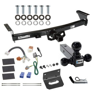 For 2005-2023 Nissan Frontier Trailer Hitch Tow PKG w/ 4-Flat Wiring Harness + Triple Ball Ball Mount 1-7/8" & 2" & 2-5/16" Trailer Balls + Pin/Clip + Wiring Bracket By Draw-Tite