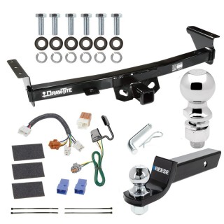 For 2005-2023 Nissan Frontier Trailer Hitch Tow PKG w/ 4-Flat Wiring + Starter Kit Ball Mount w/ 2" Drop & 2" Ball + 2-5/16" Ball By Draw-Tite