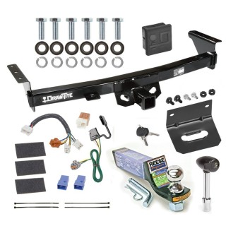 For 2005-2023 Nissan Frontier Trailer Hitch Tow PKG w/ 4-Flat Wiring + Starter Kit Ball Mount w/ 2" Drop & 1-7/8" Ball + Wiring Bracket + Hitch Lock + Hitch Cover By Draw-Tite