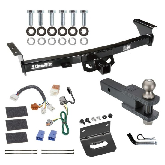 For 2005-2023 Nissan Frontier Trailer Hitch kit by: Draw-Tite For 2005-2023 Nissan Frontier Trailer Hitch Tow PKG w/ 4-Flat Wiring Harness + Clevis Hitch Ball Mount w/ 2" Ball + Pin/Clip + Wiring Bracket By Draw-Tite