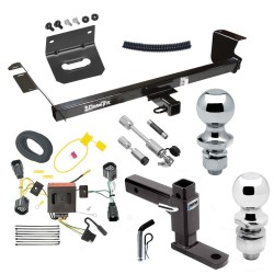 For 2011-2016 Chrysler Town & Country Trailer Hitch Tow PKG w/ 4-Flat Wiring Harness + Adjustable Drop Rise Ball Mount + Pin/Clip + 2" Ball + 1-7/8" Ball + Dual Hitch & Coupler Locks By Draw-Tite
