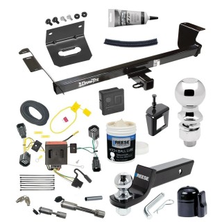 For 2011-2020 Dodge Grand Caravan Trailer Hitch Tow PKG w/ 4-Flat Wiring + Starter Kit Ball Mount w/ 2" Drop & 2" Ball + 2-5/16" Ball + Wiring Bracket + Dual Hitch & Coupler Locks + Hitch Cover + Wiring Tester + Ball Lube +Electric 