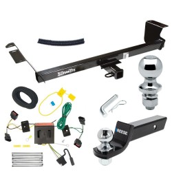 For 2008-2010 Chrysler Town & Country Trailer Hitch Tow PKG w/ 4-Flat Wiring + Starter Kit Ball Mount w/ 2" Drop & 2" Ball + 1-7/8" Ball By Draw-Tite