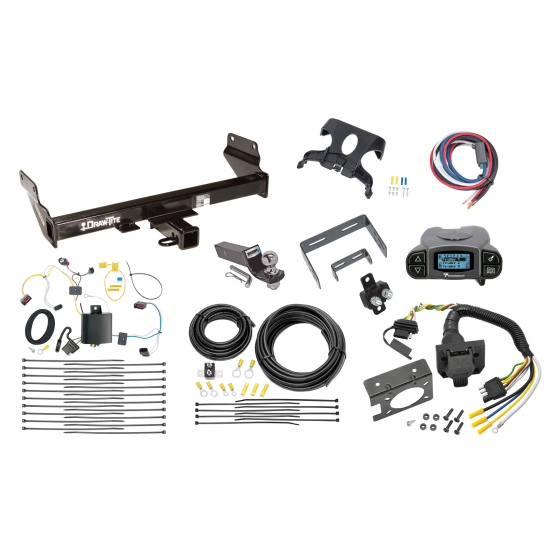 Trailer Hitch Tow Package Prodigy P3 Brake Control For 14-21 Jeep Grand Cherokee 22-23 WK w/ 7-Way RV Wiring 2" Drop Mount 2" Ball Class 3 2" Receiver Draw-Tite Tekonsha