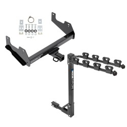 Trailer Tow Hitch w/ 4 Bike Rack For 15-24 Ford F-150 Raptor tilt away adult or child arms fold down carrier