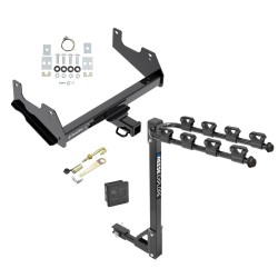 Trailer Tow Hitch w/ 4 Bike Rack For 15-24 Ford F-150 Raptor tilt away adult or child arms fold down carrier w/ Lock and Cover