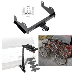 Trailer Hitch w/ 4 Bike Rack For 15-24 Ford F-150 17-24 Raptor 2" Towing Receiver Raptor Approved for Recreational & Offroad Use Carrier for Adult Woman or Child Bicycles Foldable