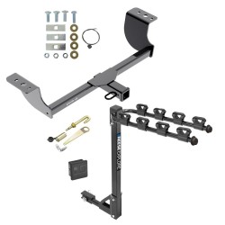 Trailer Tow Hitch w/ 4 Bike Rack For 05-23 Chrysler 300 08-22 Dodge Challenger 06-23 Charger 05-08 Magnum tilt away adult or child arms fold down carrier w/ Lock and Cover