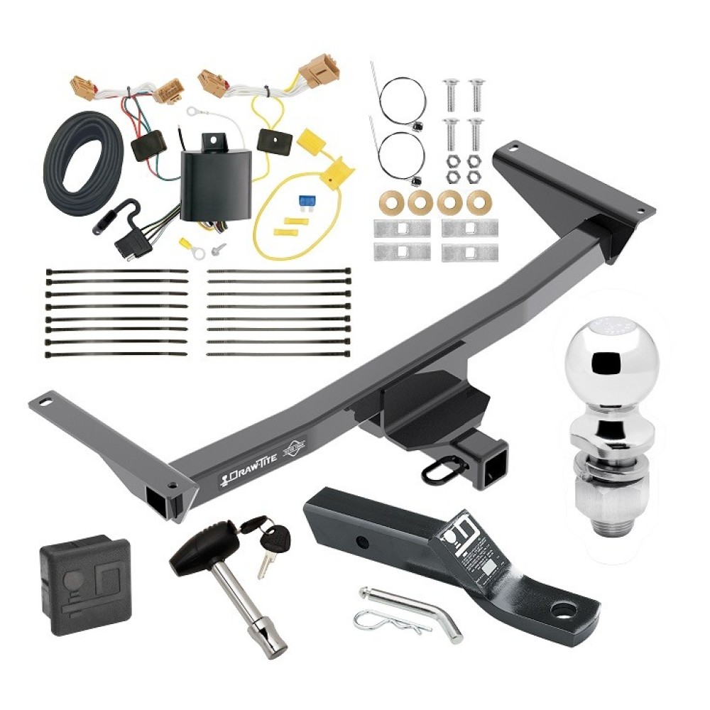 Custom Fit Trailer Hitch Wiring Harness (Plug & Play) 2" Drop Ball-Mount w/ Pin/Clip 2" Chrome Ball Security Lock Pin Rubber Hitch Plug Cover Installation Hardware Installation Instructions 76176 118754 23 63845 580407 7010 Draw-Tite Traile Trailer Tow Hitch For 18-24 Volkswagen Atlas Deluxe Package Wiring 2" Ball and Lock