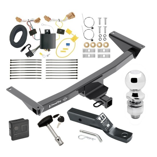 Custom Fit Trailer Hitch Wiring Harness (Plug & Play) 2" Drop Ball-Mount w/ Pin/Clip 2" Chrome Ball Security Lock Pin Rubber Hitch Plug Cover Installation Hardware Installation Instructions 76176 118754 23 63845 580407 7010 Draw-Tite Traile Trailer Tow Hitch For 18-24 Volkswagen Atlas Deluxe Package Wiring 2" Ball and Lock