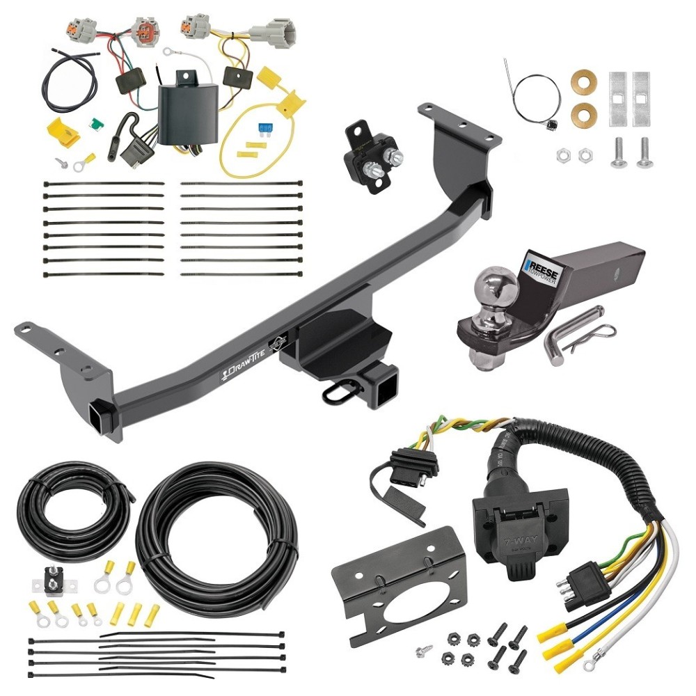 Custom Fit Trailer Hitch Wiring Harness (Plug & Play) 2" Drop Ball-Mount w/ Pin/Clip 2" Chrome Ball Trailer Connector Adapter Brake Control Wiring Kit Circuit Breaker Installation Hardware Installation Instructions 76177 85343 20506 7012a 1 Trailer Hitch Tow Package w/ 7-Way RV Wiring For 17-19 Nissan Rogue Sport w/ 2" Drop Mount 2" Ball Class 3 2" Receiver All Models
