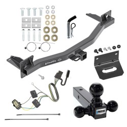 For 2018-2024 Buick Enclave Trailer Hitch Tow PKG w/ 4-Flat Wiring Harness + Triple Ball Ball Mount 1-7/8" & 2" & 2-5/16" Trailer Balls + Pin/Clip + Wiring Bracket By Draw-Tite