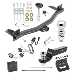 For 2018-2024 Buick Enclave Trailer Hitch Tow PKG w/ 4-Flat Wiring + Starter Kit Ball Mount w/ 2" Drop & 2" Ball + 2-5/16" Ball + Wiring Bracket + Hitch Lock + Hitch Cover By Draw-Tite