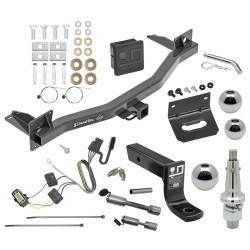 For 2018-2024 Buick Enclave Trailer Hitch Tow PKG w/ 4-Flat Wiring + Ball Mount w/ 4" Drop + Interchangeable Ball 1-7/8" & 2" & 2-5/16" + Wiring Bracket + Dual Hitch & Coupler Locks + Hitch Cover By Draw-Tite