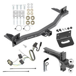 For 2018-2024 Buick Enclave Trailer Hitch Tow PKG w/ 4-Flat Wiring Harness + Dual Adjustable Drop Rise Ball Ball Mount 2" & 2-5/16" Trailer Balls + Pin/Clip + Wiring Bracket By Draw-Tite