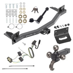 For 2018-2024 Buick Enclave Trailer Hitch Tow PKG w/ 4-Flat Wiring + Triple Ball Tactical Ball Mount 1-7/8" & 2" & 2-5/16" Balls w/ Tow Hook + Tactical Dogbone Lock + Wiring Bracket By Draw-Tite