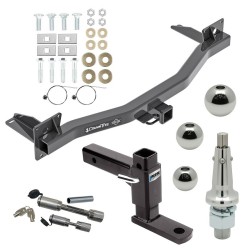 For 2018-2024 Buick Enclave Trailer Hitch Tow PKG w/ Adjustable Drop Rise Ball Mount + Dual Hitch & Copler Locks + Interchangeable 1-7/8" & 2" & 2-5/16" Balls By Draw-Tite