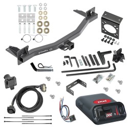 For 2018-2024 Buick Enclave Trailer Hitch Tow PKG w/ 6K Round Bar Weight Distribution Hitch w/ 2-5/16" Ball + Pin/Clip + Pro Series POD Brake Control + Generic BC Wiring Adapter + 7-Way RV Wiring By Draw-Tite