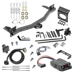 For 2018-2024 Buick Enclave Trailer Hitch Tow PKG w/ 6K Round Bar Weight Distribution Hitch w/ 2-5/16" Ball + Pin/Clip + Tekonsha Brakeman IV Brake Control + Generic BC Wiring Adapter + 7-Way RV Wiring By Draw-Tite