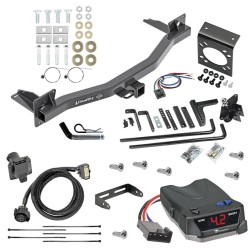 For 2018-2024 Buick Enclave Trailer Hitch Tow PKG w/ 6K Round Bar Weight Distribution Hitch w/ 2-5/16" Ball + Pin/Clip + Tekonsha BRAKE-EVN Brake Control + Generic BC Wiring Adapter + 7-Way RV Wiring By Draw-Tite