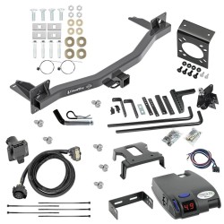 For 2018-2024 Buick Enclave Trailer Hitch Tow PKG w/ 6K Round Bar Weight Distribution Hitch w/ 2-5/16" Ball + Pin/Clip + Tekonsha Primus IQ Brake Control + 7-Way RV Wiring By Draw-Tite