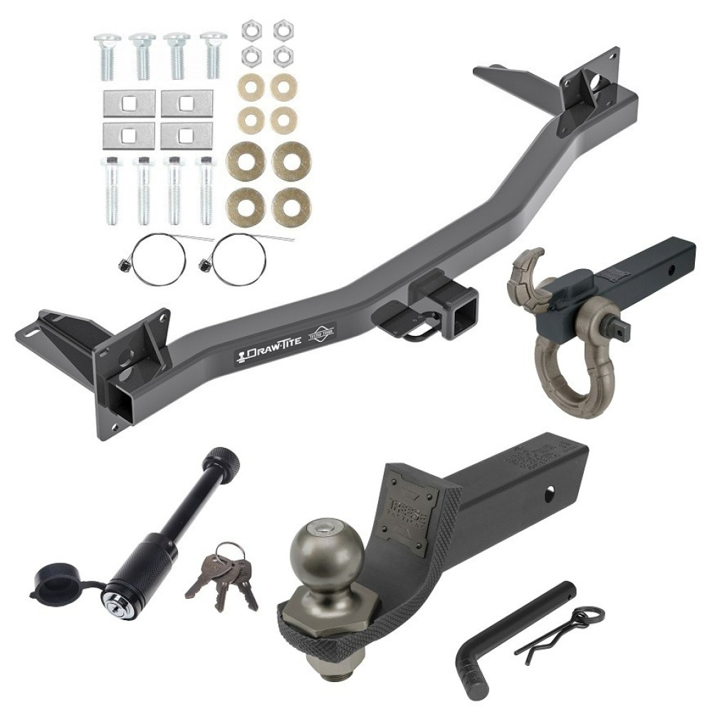 For 2018-2023 Chevy Traverse Trailer Hitch kit by: Draw-Tite For 2018-2023 Chevrolet Traverse Trailer Hitch Tow PKG + Interlock Tactical Starter Kit w/ 2" Drop & 2" Ball + Tactical Hook & Shackle Mount + Tactical Dogbone Lock By Draw-Tite
