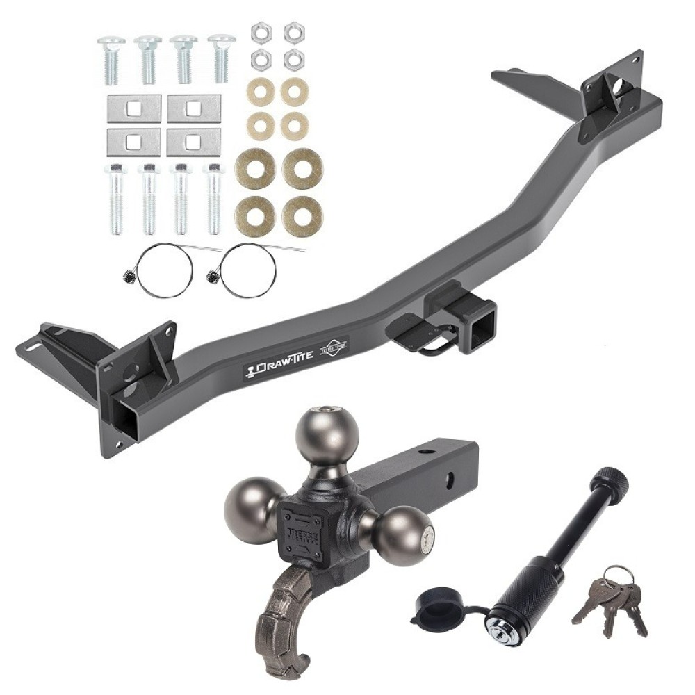 For 2018-2023 Chevrolet Traverse Trailer Hitch Tow PKG + Triple Ball Tactical Ball Mount 1-7/8" & 2" & 2-5/16" Balls w/ Tow Hook + Tactical Dogbone Lock By Draw-Tite
